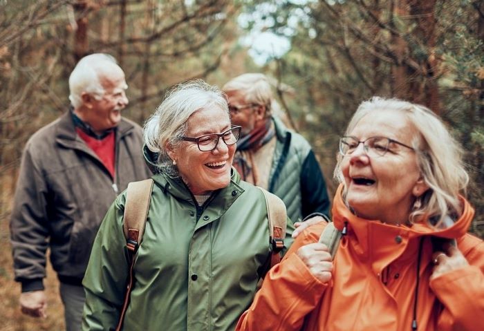 Women running near lake