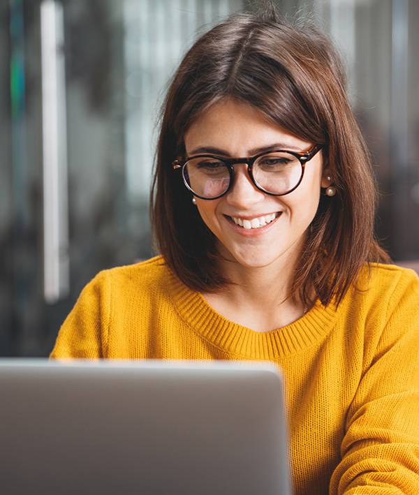 Woman filling a web form