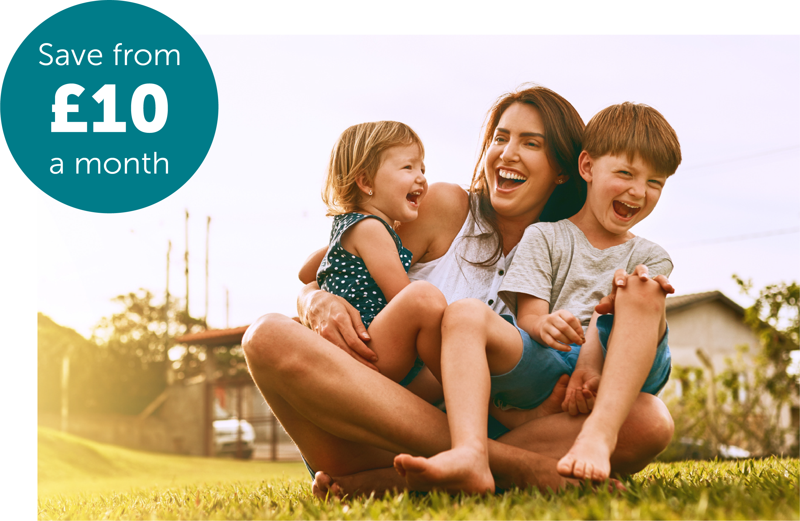 Happy mother and children, saving from £10 a month in a junior ISA with Foresters.