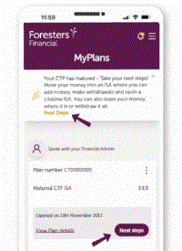 MyPlans Next Steps for Child Trust Fund customers