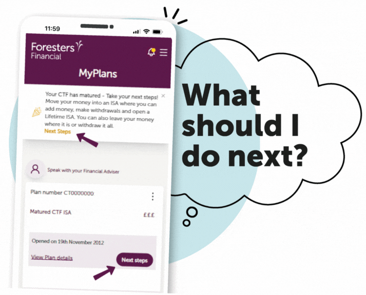 What should i do next MyPlans Next Steps for Child Trust Fund customers