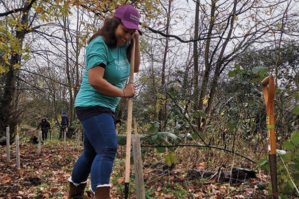 Foresters member helping make a difference, planting trees in local park