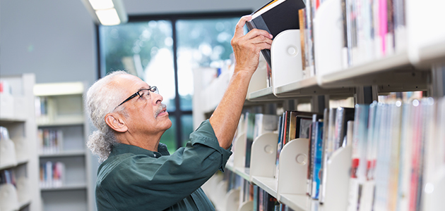 Man in library