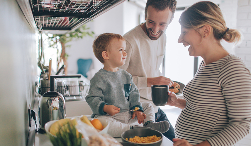 Family having fun in the kitchen