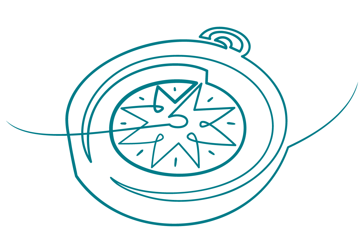 compass illustration teal