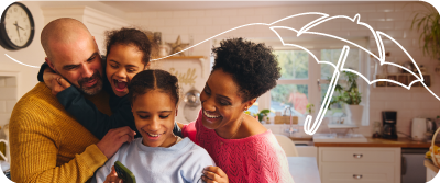 Happy family knowing they have peace of mind insuring their life with Foresters