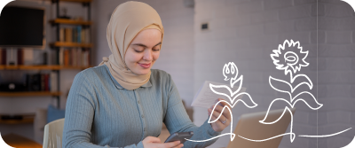 Happy muslim woman opening a Shariah ISA with Foresters